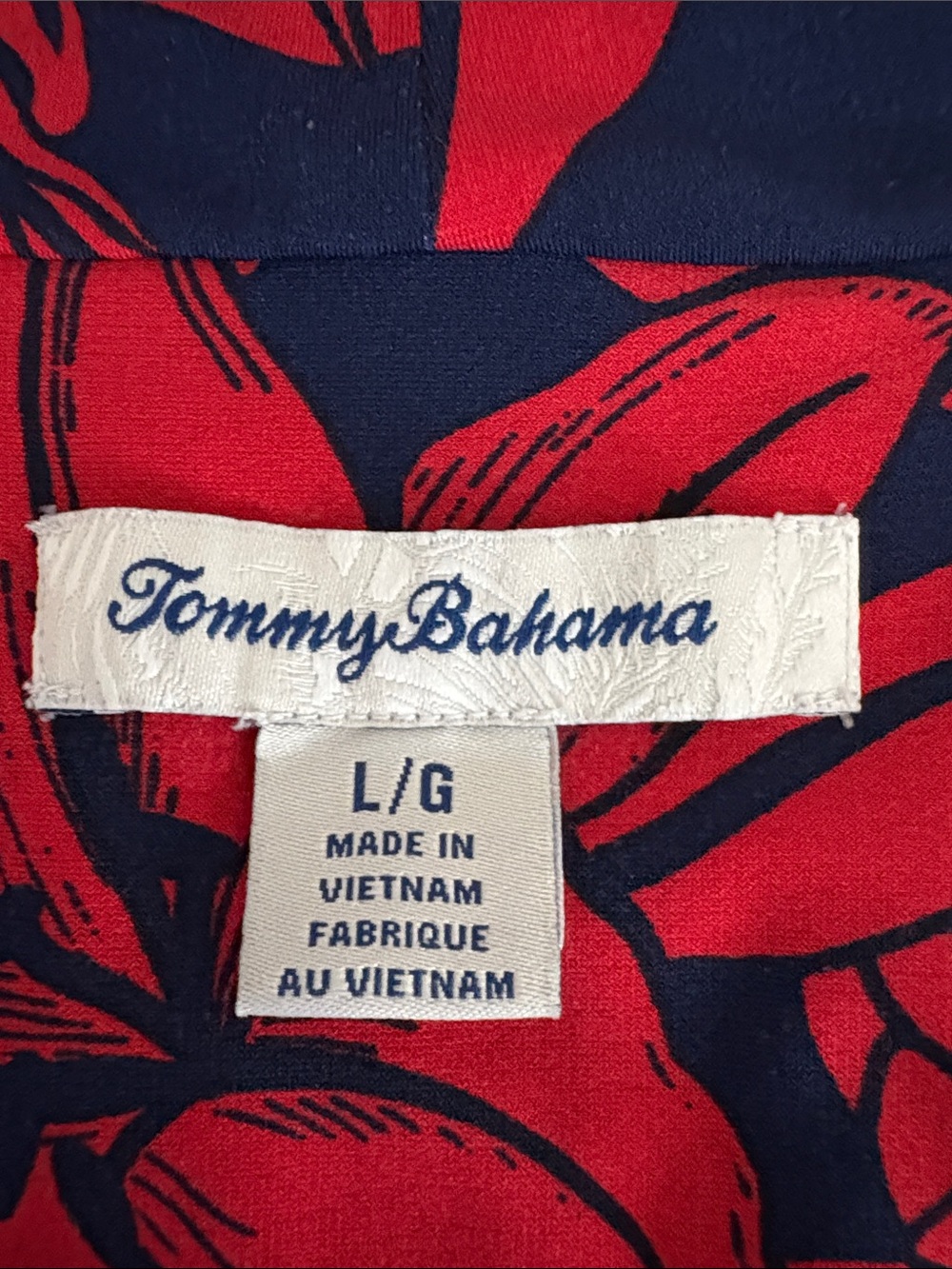 Tommy Bahama Tropical Lily Print Halter Jersey Knit Dress Navy Red Size Large - Picture 3 of 4